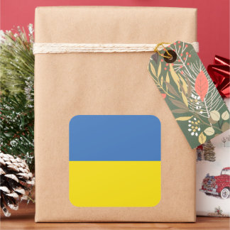 Ukrainska flaggan, Ukrainska Слава Україні Slava U Fyrkantigt Klistermärke