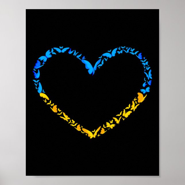 Ukrainska flaggans fred Ukraina Flagga Fjäril Hjar Poster (Framsidan)