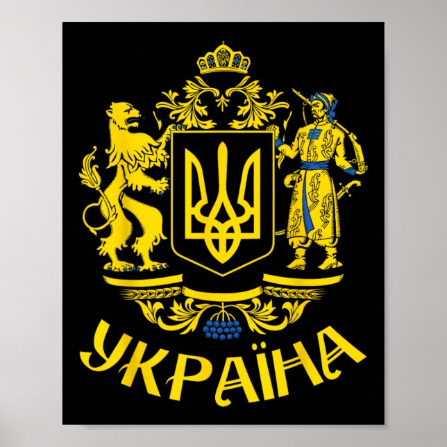 Ukrainska flaggans symbol Tryzub Kärlek Stöd Ukrai Poster (Framsidan)