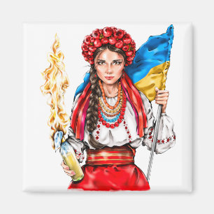 Ukrainska flicka som kämpar för frihet magnet