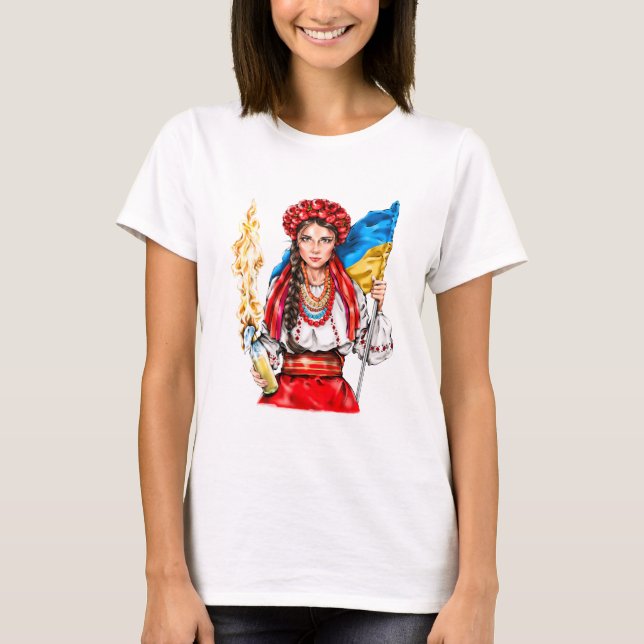 Ukrainska flicka som kämpar för frihet t shirt (Framsida)