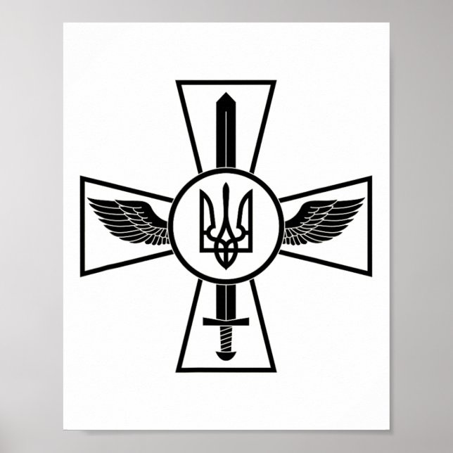 Ukrainska flygvapnets emblem Ukraina försvarsmakt  Poster (Framsidan)