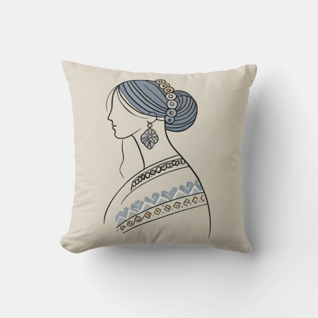 Ukrainska folkArt Dekorativ kudde | Linjekonst (Framsida)