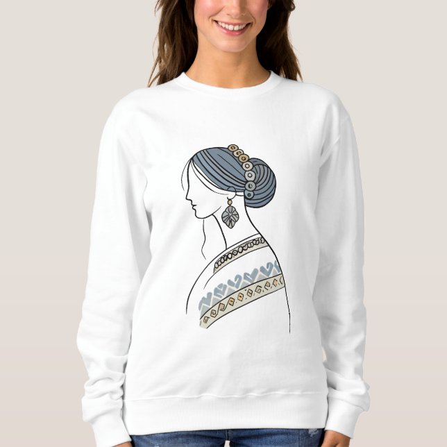 Ukrainska folkArt Sweatshirt | Linjekonst T Shirt (Framsida)