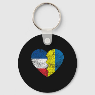 Ukrainska Franska flaggor Hjärta Frankrike Ukraina Nyckelring