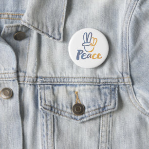 Ukrainska - FRED Symbol V-Tecken Ukraina Anti-Krig Knapp