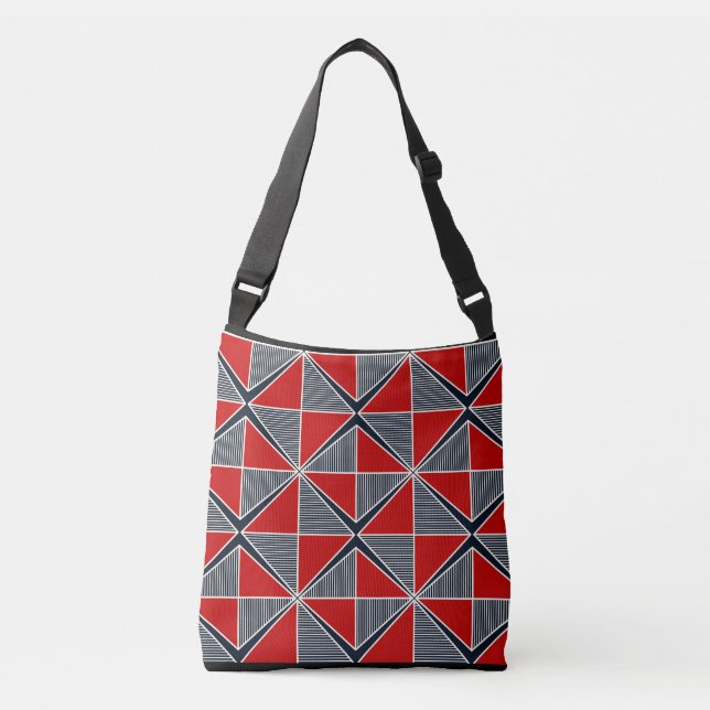 ukrainska Geometric Black & Red Mönster Axelväska (Framsida)