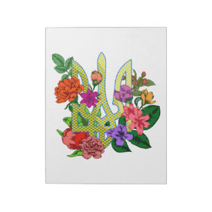 Ukrainska heraldik trident tryzub blommande blommo anteckningsblock