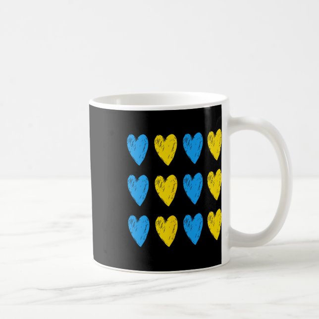 Ukrainska hjärtan stöder Ukraina blå gul flagga Kaffemugg (Höger)