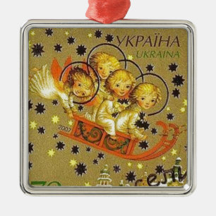 Ukrainska julängelbabyar julgransprydnad metall