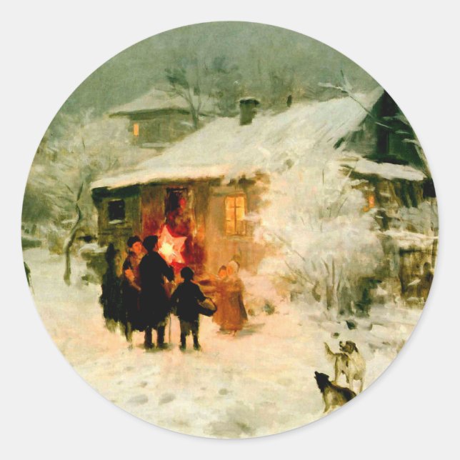 Ukrainska julCarolers Runt Klistermärke (Framsida)