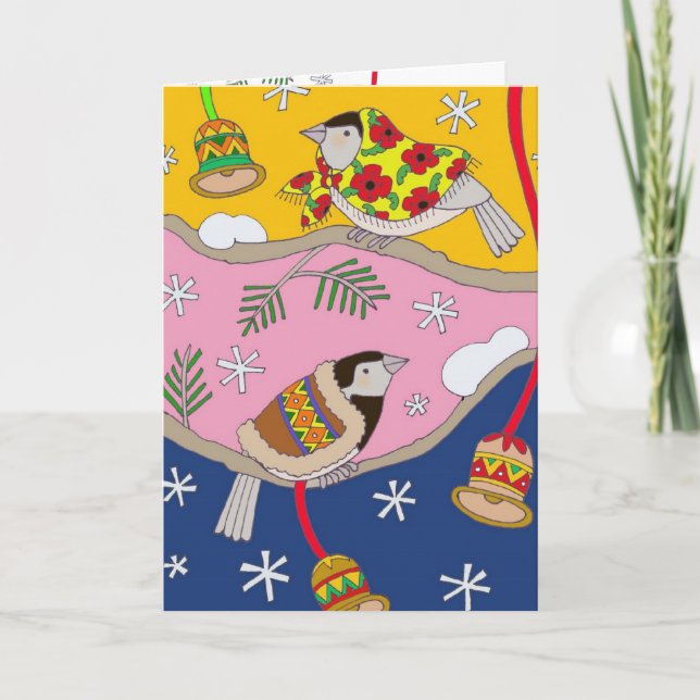 Ukrainska julChickadees av Vera Trembach Helgkort (Framsida)