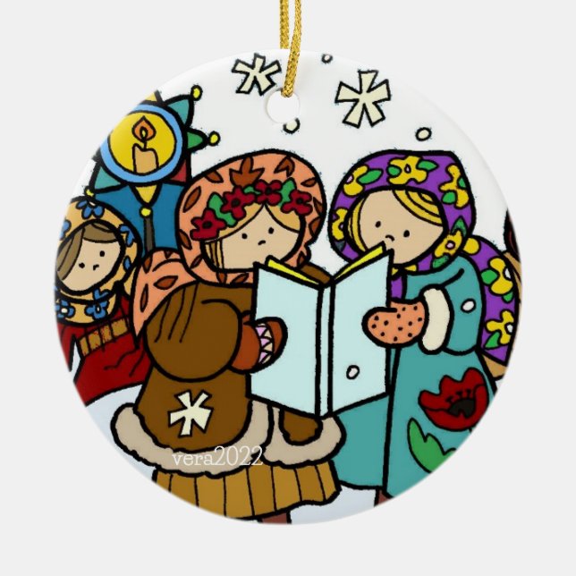 Ukrainska julkarollers Folk Art Ceramic Orn Julgransprydnad Keramik (Framsidan)