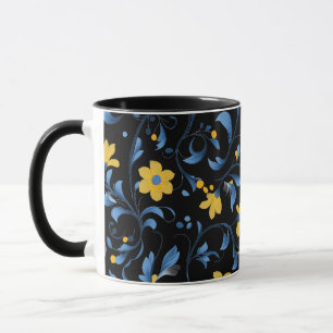 Ukrainska konstmotiv blå och gul mugg