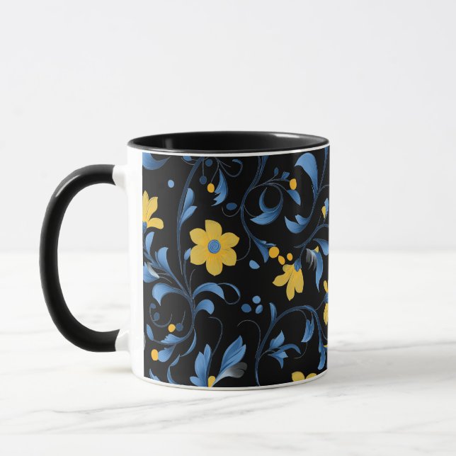 Ukrainska konstmotiv blå och gul mugg (Vänster)