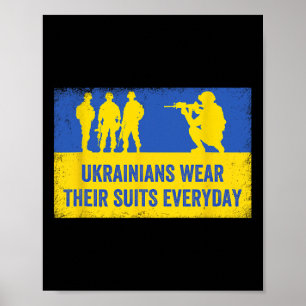 Ukrainska män tar på sig kostym Stå med Ukraina So Poster