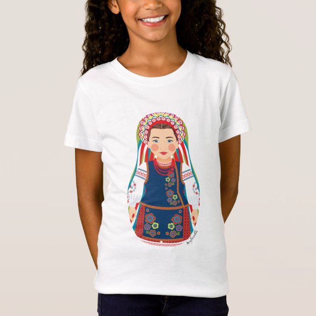 Ukrainska Matryoshka Girls' T Shirt (Framsida)