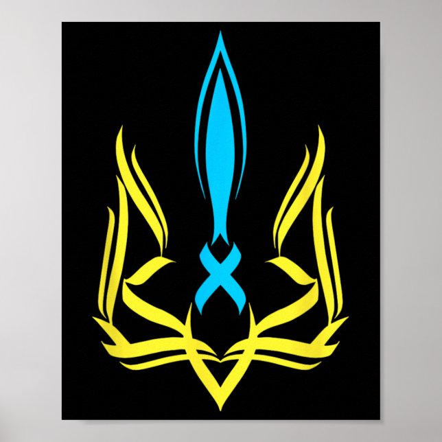 Ukrainska nationella emblem gula blå färger - Ukr Poster (Framsidan)