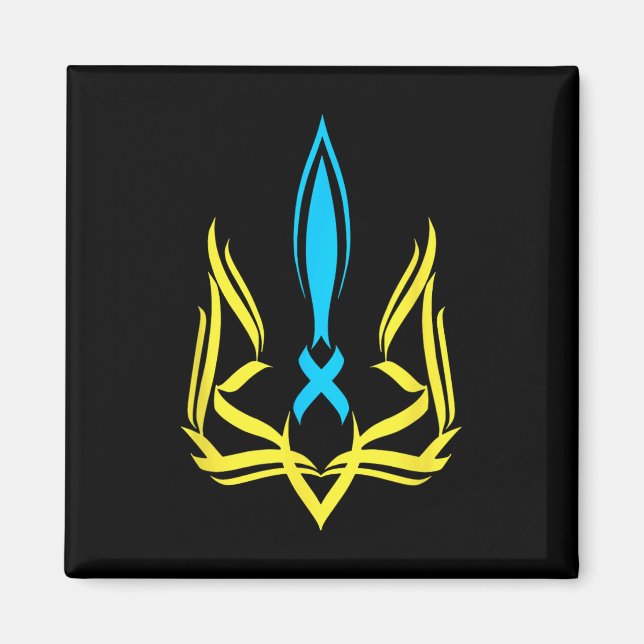 Ukrainska nationella emblem gula blåa färger - Ukr Magnet (Framsidan)