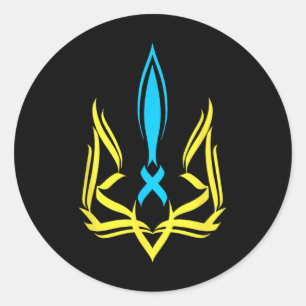 Ukrainska nationella emblem gula blåa färger - Ukr Runt Klistermärke