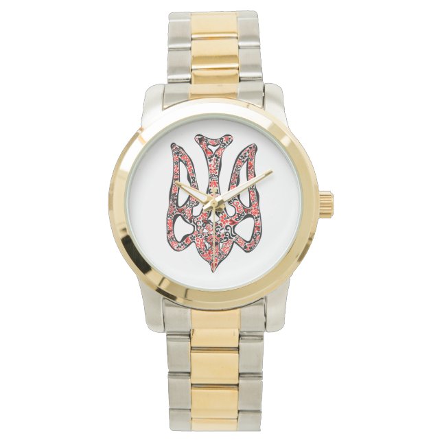 Ukrainska nationella emblemat trident tryzub stili armbandsur (Framsida)