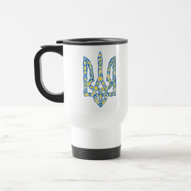 Ukrainska nationella emblemet trident tryzub etnis resemugg (Vänster)