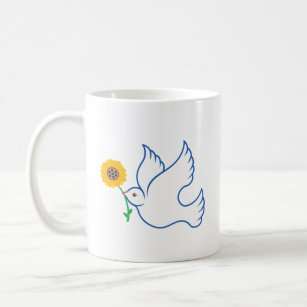 Ukrainska nightingale med solros kaffemugg