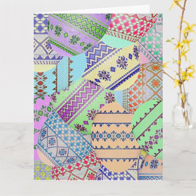 Ukrainska påskägg (Pysanky) Grattiskort Kort (Gul blomma)