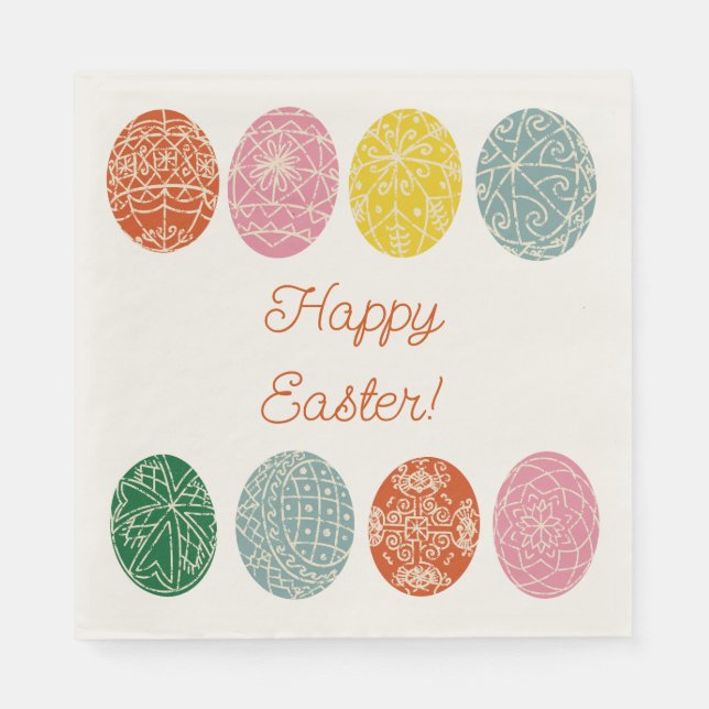 ukrainska pysanky Decorated Eggs Glad påsk Pappersservett (Framsidan)