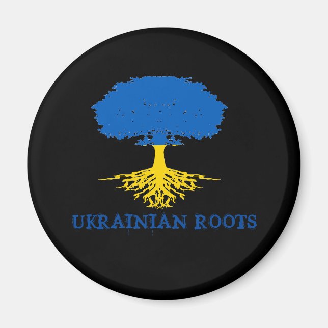 Ukrainska rötter Träd Silhouette Magnet (Framsidan)