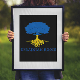 Ukrainska rötter Träd Silhouette Poster