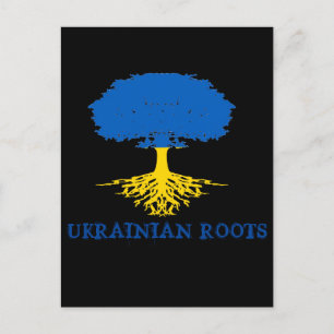 Ukrainska rötter Träd Silhouette Vykort