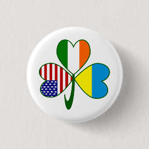 Ukrainska Shamrock Flagga Knapp
