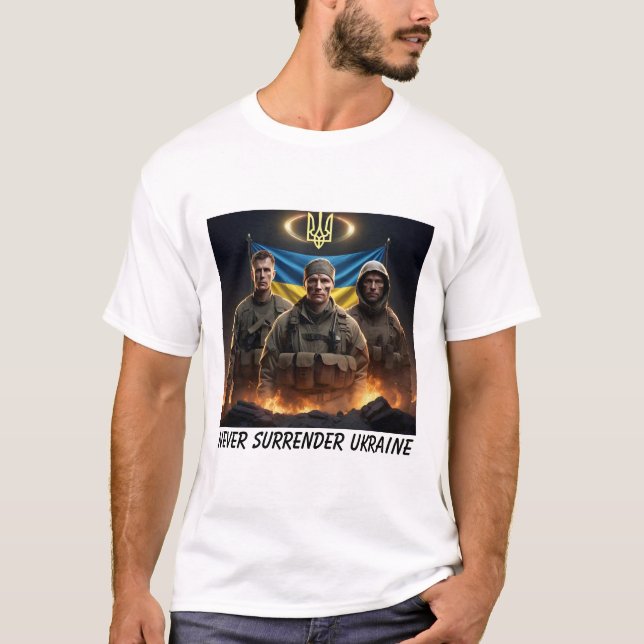 Ukrainska Soldiers Strength Trident United24 T Shirt (Framsida)