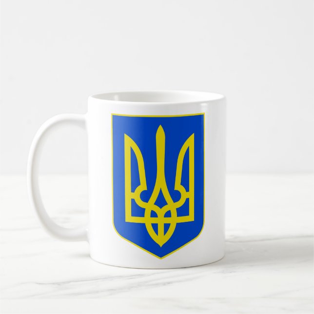 Ukrainska statsvapen Gyllene Treudd Finkonst Kaffemugg (Vänster)
