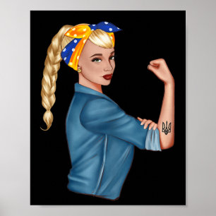 Ukrainska symboler Ukraina flagga Ukrainsk flicka Poster