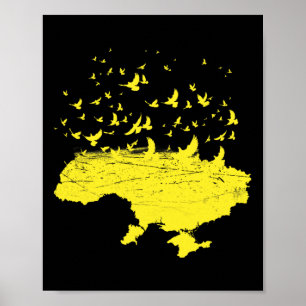 Ukrainska symboler Ukrainska Ukraina Karta Fri Fåg Poster