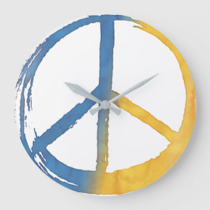 Ukrainska - Tid för FRED Symbol Ukraina Krig Stor Klocka