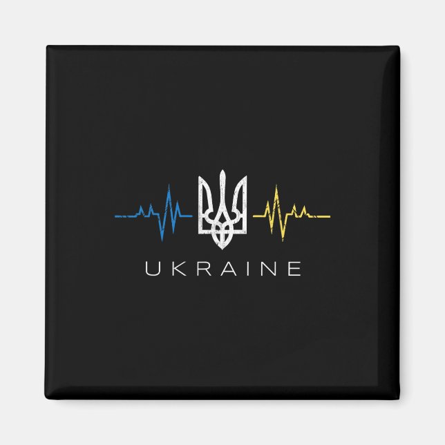 Ukrainska Tryzub-flaggans hjärtslag - Ukrainas tre Magnet (Framsidan)