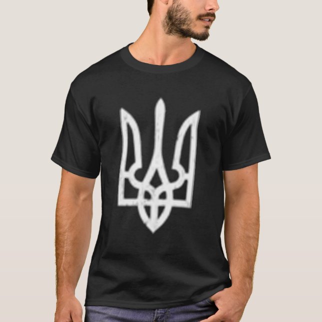 Ukrainska Tryzub Symbol Ukraina Trident T Shirt (Framsida)