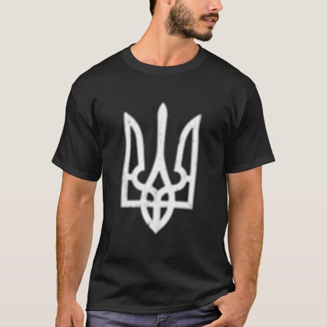 Ukrainska Tryzub Symbol Ukraina Trident T Shirt (Framsida)