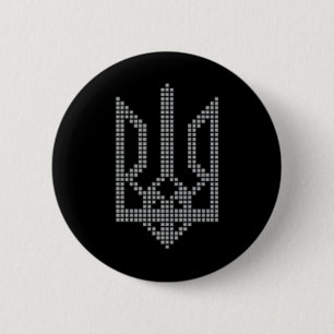 Ukrainska Tryzub-symbolen på hjärtat - Ukraina tre Knapp