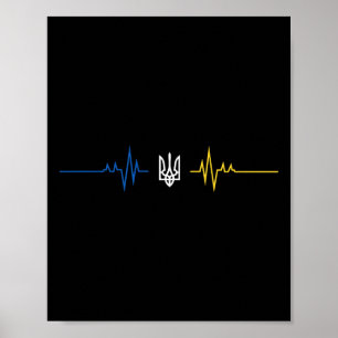 Ukrainska Tryzub Ukraina Flagga Hjärtats Puls - Uk Poster