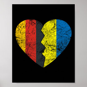 Ukrainska tyska flagga hjärta Tyskland Ukraina fla Poster