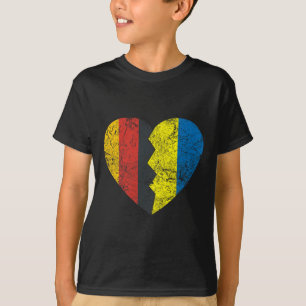 Ukrainska tyska flagga hjärta Tyskland Ukraina fla T Shirt