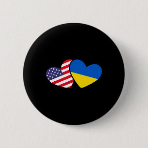 Ukrainska Ukraina 2 Hjärta Flagga Jag Står Med Ukr Knapp