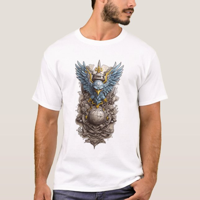ukrainska Valor Inked: Modern militär Tattoo Desi T Shirt (Framsida)