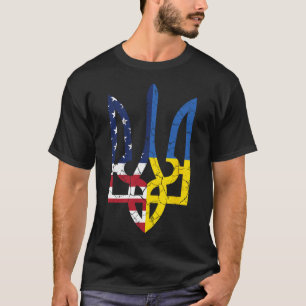 Ukrainskt Amerikansk Flagga Symbol Kärlek Stöd Oss T Shirt
