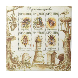 Ukrainskt Beekeepingfrimärke Kakelplatta