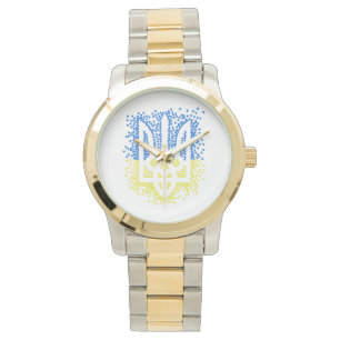 Ukrainskt emblem treudd tryzub spridande hjärtan armbandsur